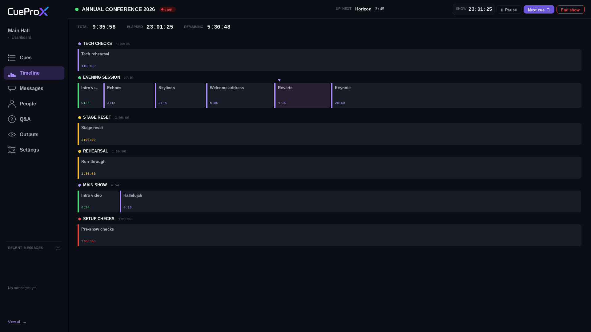 Show timeline